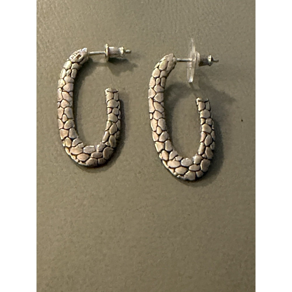 Sarda,Bali Made,Marvelous,Sterling, J Hoop Earrings-Hammered Pebbled #461